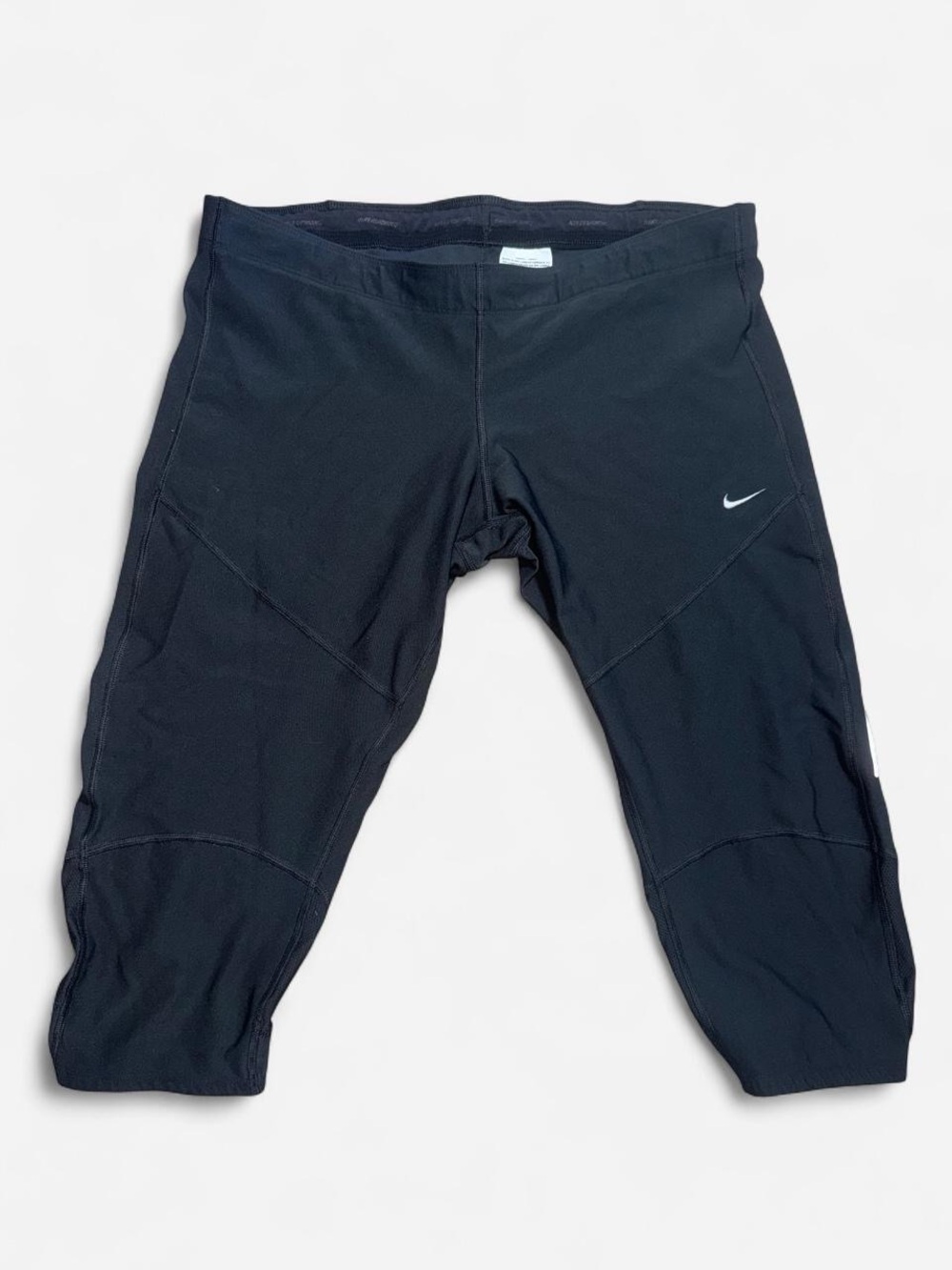 Nike Dri-FIT Black Cropped Running Leggings Capris XL Zip Pocket Athletic